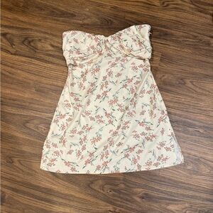 Princess Polly Cream Floral Strapless Dress